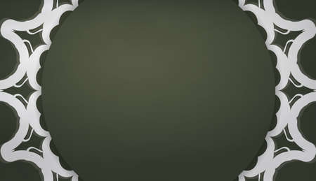 Dark green banner with old white pattern and logo spaceのイラスト素材