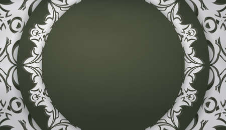 Dark green banner with vintage white ornaments and space for your logo or textのイラスト素材