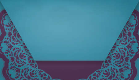 Green color card with Indian purple pattern for your design.のイラスト素材