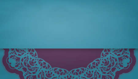 Green color postcard with Indian purple ornament for your congratulations.のイラスト素材