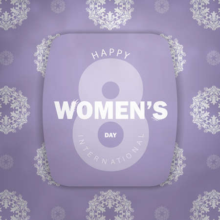 March 8 brochure in purple with luxurious white ornamentsのイラスト素材