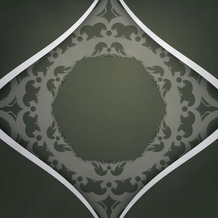 The postcard is dark green with an old white pattern and is ready for printing.のイラスト素材