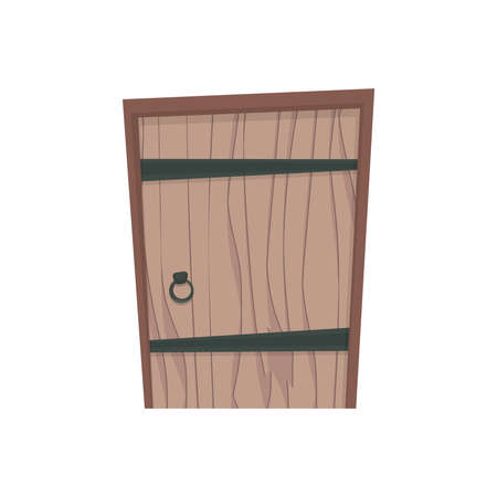 Antique rectangular entrance door with wood texture. Isolated. Vector.のイラスト素材