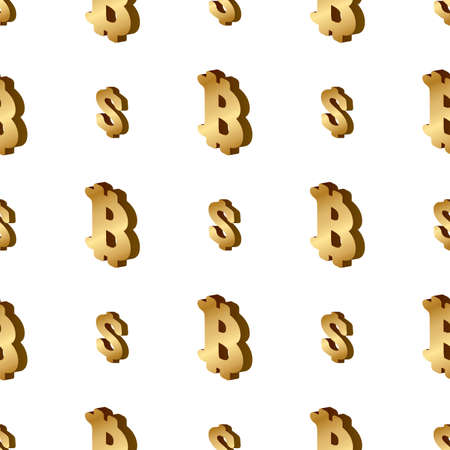 Bitcoin and dollar icon seamless pattern metallic vector imageのイラスト素材