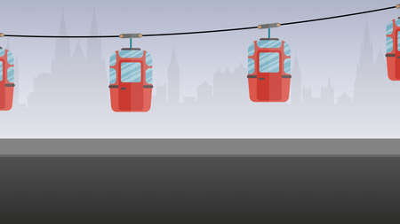 Cable-car on rope-way cartoon drawingのイラスト素材