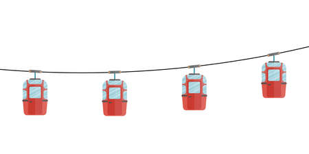 Cable-car on rope-way cartoon drawing over white backgroundのイラスト素材