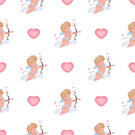 Seamless pattern with cupid. Festive pattern. Suitable for postcards, backgrounds, books and posters. Vector illustration.のイラスト素材