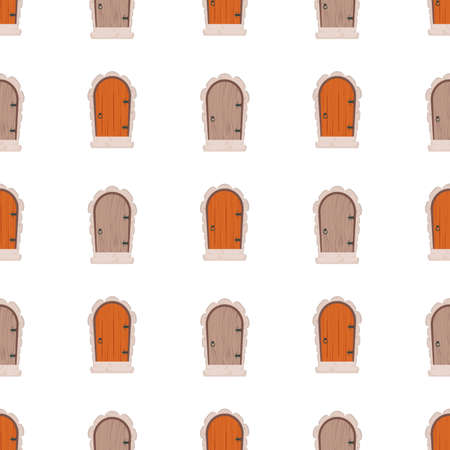 Seamless pattern with old wooden door. Suitable for backgrounds, books and wrapping paper. Vector illustration.のイラスト素材
