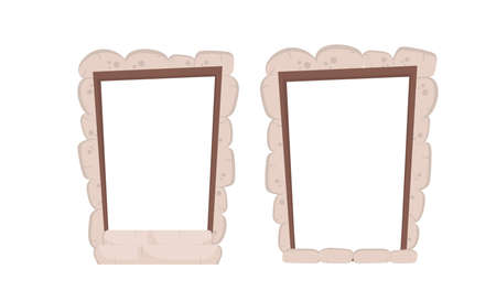 Stone rectangular arch isolated on white background. Elements for the design of games or houses. Vector.のイラスト素材