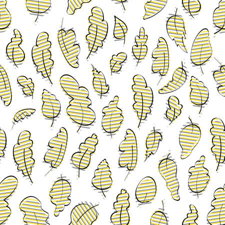 Foliage silhouettes seamless pattern. Hand drawn branches with leaves for repeatable decorative ornament. Vector illustration.のイラスト素材