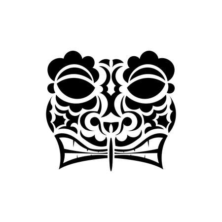 Maori mask tattoo. Polynesian style face. Hawaiian tribal patterns. Isolated. Vector illustration.のイラスト素材
