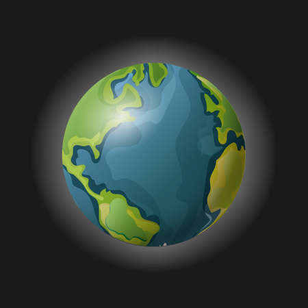 Planet earth isolated on black background. Realistic style. Vector illustration.のイラスト素材