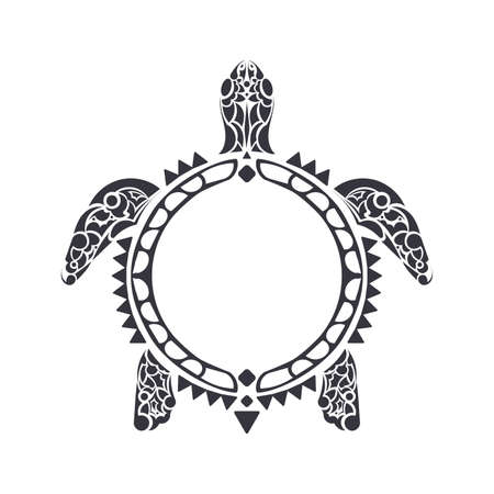 Sea turtle in the Maori style. Tattoo sketchのイラスト素材