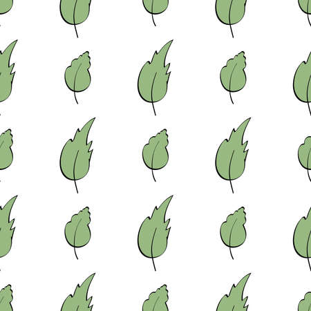 Seamless pattern green leaves. Good for books, brown paper, and postcards. Flat vector template.のイラスト素材