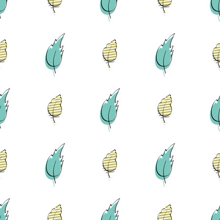 Seamless pattern with green leaf. Delicate and elegant textile, wrapping paper mockup. Vector illustration.のイラスト素材