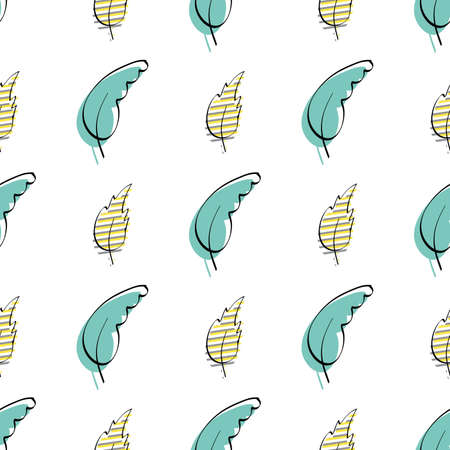 Seamless pattern with leaves. Drawn by hand. Good for wrapping paper and textiles. Flat style. Vector illustration.のイラスト素材