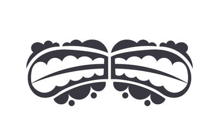 Smile, angry grin. Line art. Mouth mask. Vector illustration Tattoos.のイラスト素材