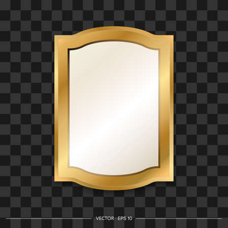 Vector illustration of mirror and gold icon. Realistic design for interior furniture. Reflective glass surfaces are insulated.のイラスト素材