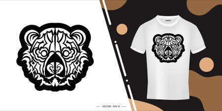 Bear face contour print. Good covers, fabrics, postcards and printing. Vector illustration.のイラスト素材