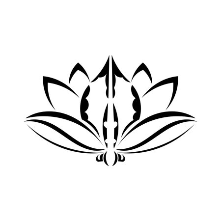 Black-white lotus pattern in Simple style. Isolated. Vector illustration.のイラスト素材