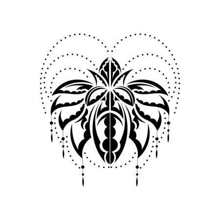 Black and white tattoo lotus pattern in simple style. Yoga symbol. Isolated. Vector illustration.のイラスト素材
