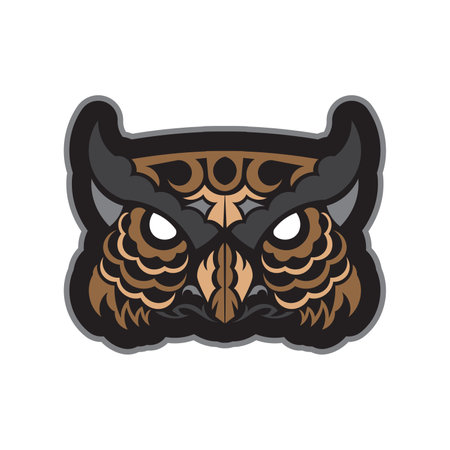 Boho style owl face pattern. Good covers, fabrics, postcards and printing. Vector illustration.のイラスト素材