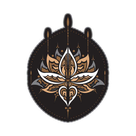 Colored lotus flower, yoga or zen decorative element in boho style. Vector illustration.のイラスト素材