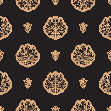 Dark solid color Seamless pattern with lotuses in Simple style. Good for covers, fabrics, postcards and printing. Vector illustration.のイラスト素材