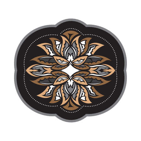 Ethnic lotus ornament. Patterned Indian lotus. Samoan style. Color print. Isolated. Vector illustration.のイラスト素材