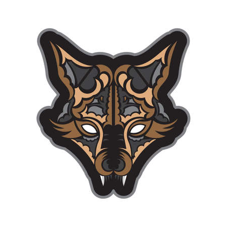 Fox face boho style pattern. Good covers, fabrics, postcards and printing. Vector illustration.のイラスト素材