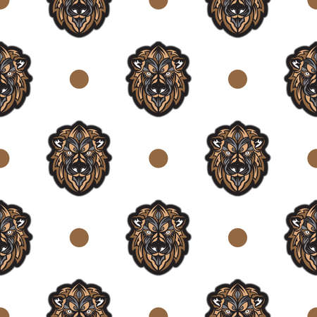 Lion face seamless pattern. Good for clothing and textiles. Vector illustration.のイラスト素材