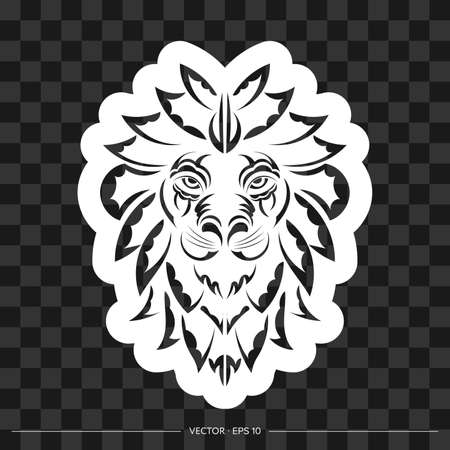 Lion print. Lion's face in boho style. Vector illustrator.のイラスト素材
