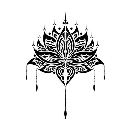 Lotus flower, yoga or zen decorative element in boho style.のイラスト素材