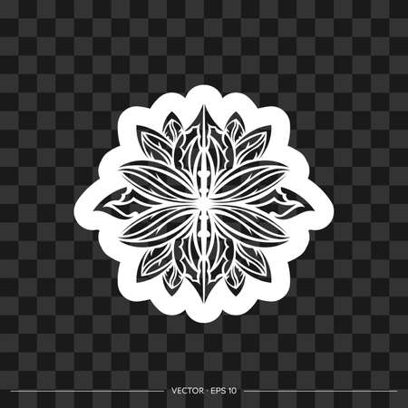 Print Lotus ornament, ethnic tattoo. Isolated. Vector illustration.のイラスト素材