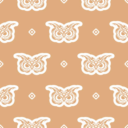 Seamless background with owls. Exotic bird in boho style. Exclusive style. Vector illustration.のイラスト素材