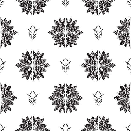 Seamless pattern with lotuses in simple style. Good for backgrounds, prints, apparel and textiles. Vector illustration.のイラスト素材