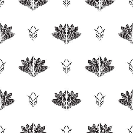 Seamless pattern with lotuses in simple style. Good for mural wallpaper, fabric, postcards and printing. Vector illustration.のイラスト素材