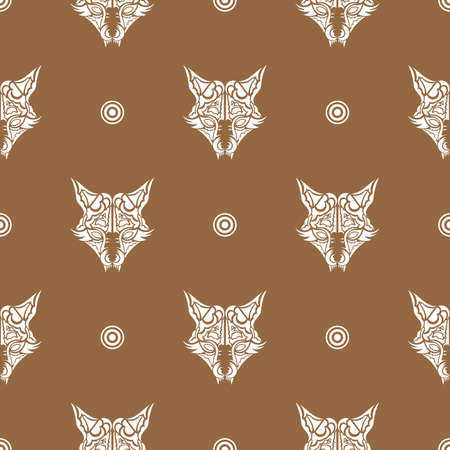 Seamless pattern with the Fox's face. Good covers, fabrics, postcards and printing. Vectorのイラスト素材