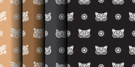 Simple owl seamless pattern in boho style. Good covers, fabrics, postcards and printing. Vector illustration.のイラスト素材