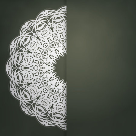 Congratulatory Brochure in dark green color with luxurious white ornamentation is ready for printing.のイラスト素材