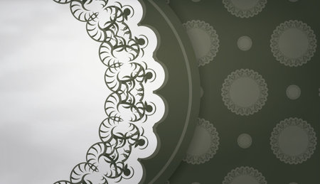 Dark green background with Indian white patternのイラスト素材