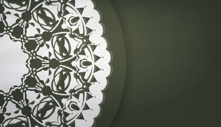 Dark green background with luxurious white ornamentsのイラスト素材