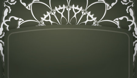 Dark green banner template with Indian white patternのイラスト素材
