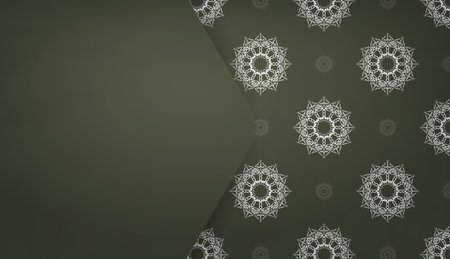 Dark green banner template with luxurious white ornamentsのイラスト素材