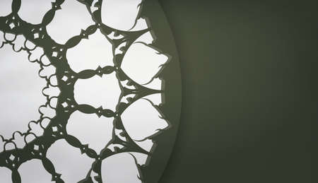 Dark green banner with greek white pattern