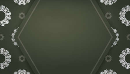 Dark green banner with luxurious white ornamentのイラスト素材