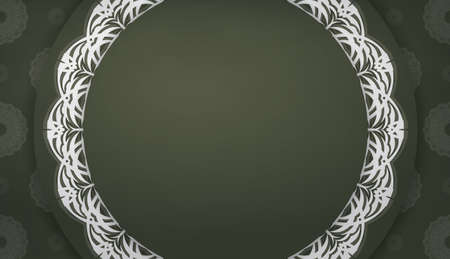 Dark green color banner template with vintage white pattern for design under textのイラスト素材