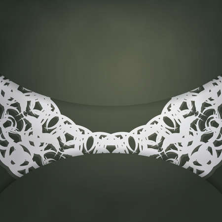 Greeting Flyer in dark green color with greek white pattern for your design.のイラスト素材