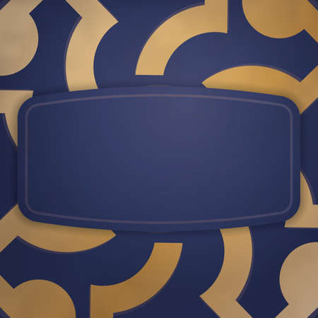 Business card in dark blue with greek gold pattern for your brand.のイラスト素材