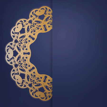 Business card template in dark blue with vintage gold ornaments for your personality.のイラスト素材